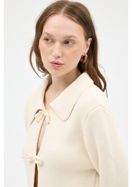 Natural Kadın Bağlamalı Polo Yaka Triko Hırka 7095 indirimleri