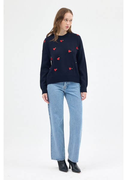 Laci Kalp Desenli Örme Kadın Kazak 7120 fırsatları