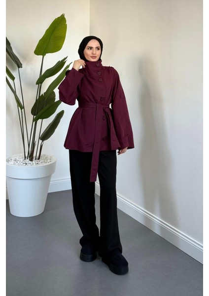 Marivelle Dik Yaka Trençkot Bordo fiyatları