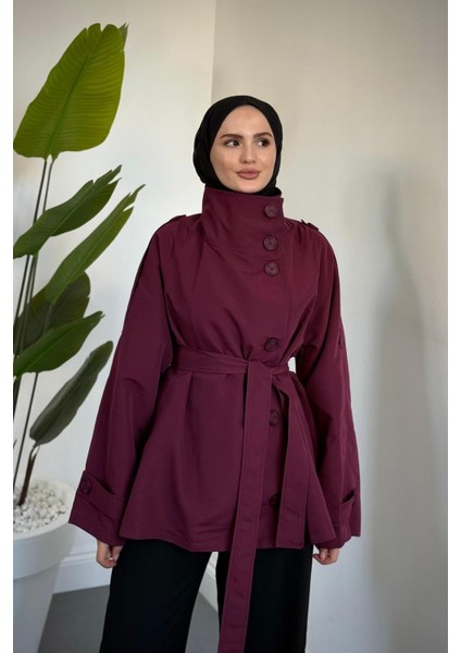 Marivelle Dik Yaka Trençkot Bordo fırsatları
