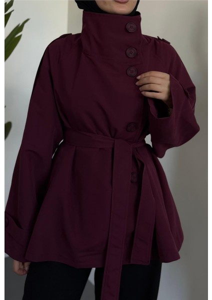 Marivelle Dik Yaka Trençkot Bordo indirimleri