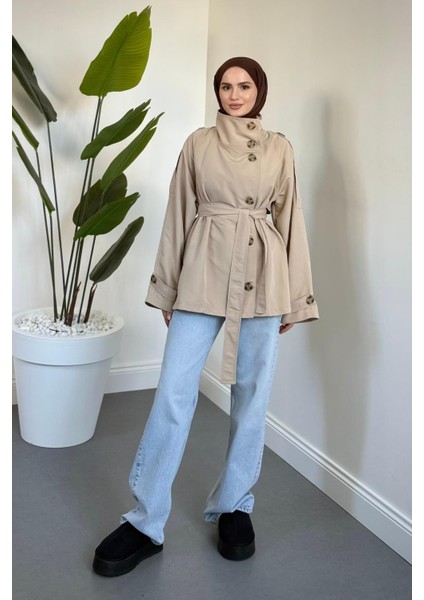 Marivelle Dik Yaka Trençkot Bej fiyatları