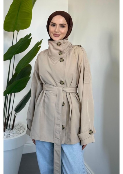 Marivelle Dik Yaka Trençkot Bej fırsatları