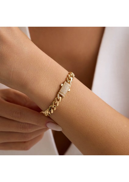 Altın Gurmet Bileklik Italy Kilit 19 cm En 7 mm