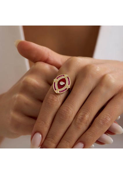 Passion Eye 14 Ayar Altın Yüzük Ruby