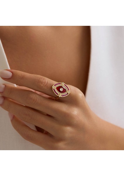 Passion Eye 14 Ayar Altın Yüzük Ruby modelleri
