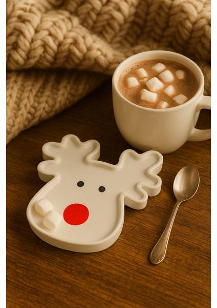 Ren Geyiği Yılbaşı Sunumu – 17×17 cm | Modern & Eğlenceli Dekoratif Tabak fiyatları