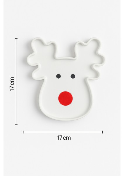 Ren Geyiği Yılbaşı Sunumu – 17×17 cm | Modern & Eğlenceli Dekoratif Tabak modelleri