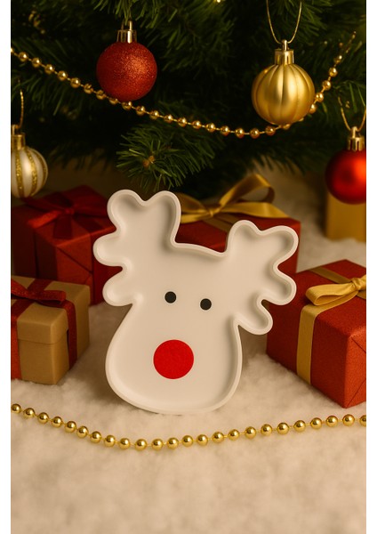 Ren Geyiği Yılbaşı Sunumu – 17×17 cm | Modern & Eğlenceli Dekoratif Tabak fırsatları