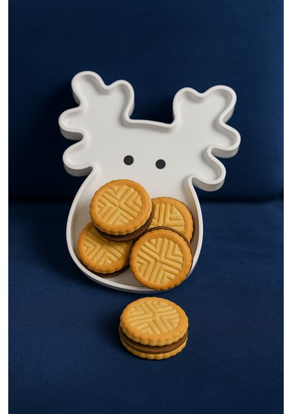 Ren Geyiği Yılbaşı Sunumu – 17×17 cm | Modern & Eğlenceli Dekoratif Tabak