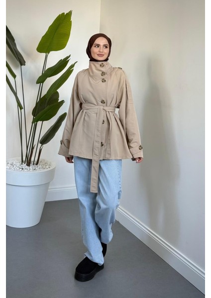 Marivelle Dik Yaka Trençkot Bej modelleri