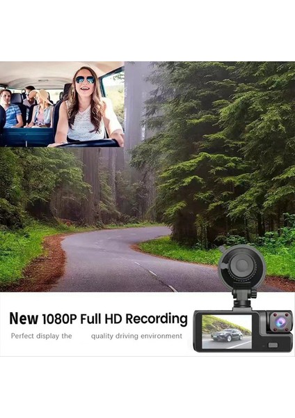 Sürüş Kaydedici Hd 1080P 2 Inç Ekran 3 Yollu Wifi 3 Lens ile Gece Görüşü ile Park Izleme Dvr Kaydedici (Yurt Dışından) modelleri
