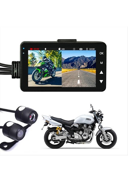 Motosiklet Sürüş Kaydedici Tüm Motosiklet Ses Kayıt Fonksiyonları Için Su Geçirmez Çift Kamera Kaydedici (Yurt Dışından) modelleri