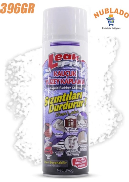 Leak Fix (Beyaz 396 Gr) Su Yalıtım Sızdırmaz Geçirmez Izolasyon Kauçuk Spreyi Kaplama Sızıntı Önler