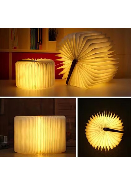 3D Katlanabilir Not Defteri Şeklinde LED Işıklı Masa Lambası Ahşap Şarj Edilebilir Gece Lambası modelleri