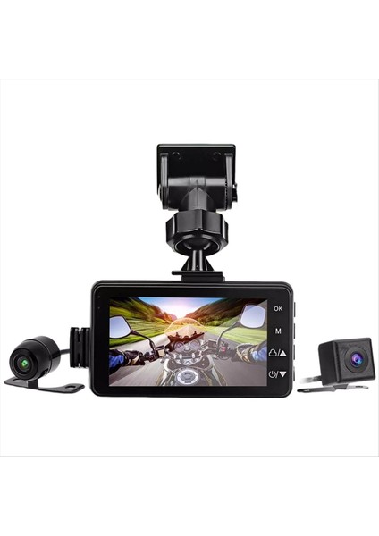 Motosiklet Dvr Dash Kameralı Ön Arka Kameralı Çift Video Döngü Kayıt Su Geçirmez Motosiklet Sürüş Kaydedi Kamerası (Yurt Dışından)