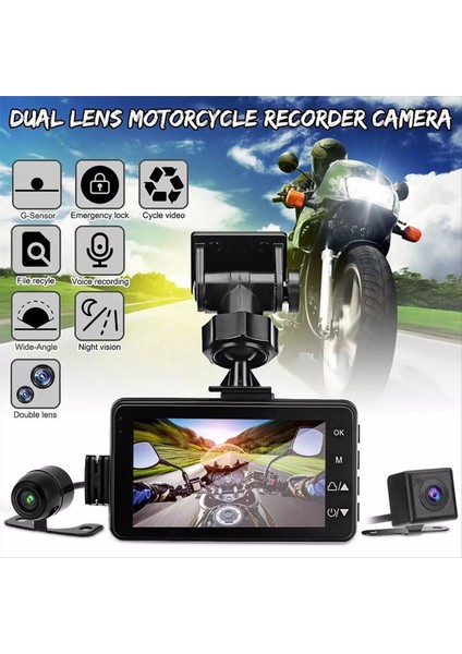 Motosiklet Dvr Dash Kameralı Ön Arka Kameralı Çift Video Döngü Kayıt Su Geçirmez Motosiklet Sürüş Kaydedi Kamerası (Yurt Dışından) fırsatları