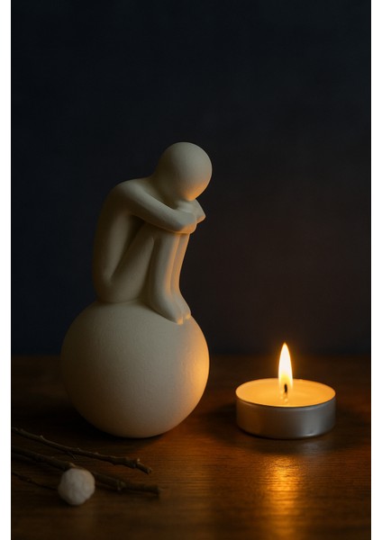 Minimalist Düşünen Figür Biblo – 10 cm | Modern Sanatsal Dekor fiyatları