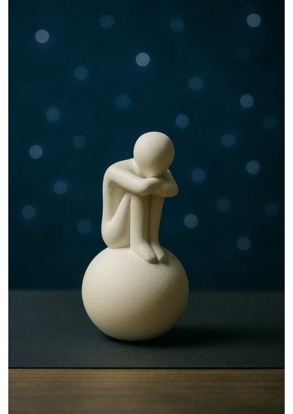 Minimalist Düşünen Figür Biblo – 10 cm | Modern Sanatsal Dekor fırsatları