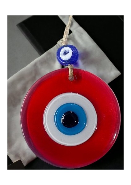 Şeffaf Kırmızı Nazar Boncuklu Duvar Süsü 10 Cm Cam Duvar Dekoru fiyatları