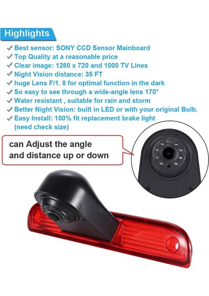 Araba Fren Işığı Ters Kamera Fiat Ducato Için Arka Görünüm Kamerası X250 X290 Peugeot Boxter Citroen (Yurt Dışından) fırsatları