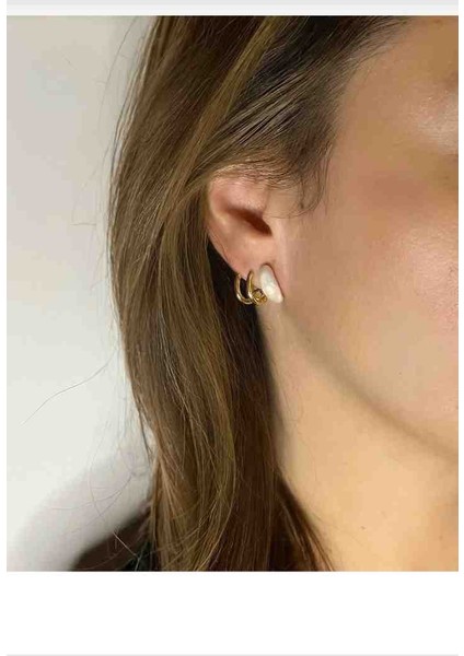 Beyaz Mineli Küpe modelleri