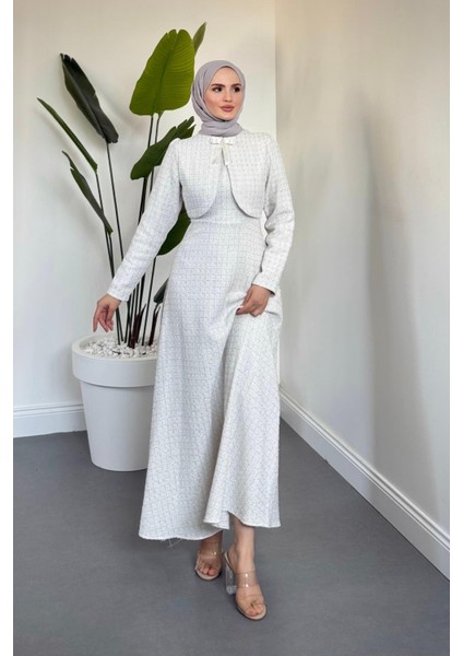 Luvane Fiyonk Elbise Krem