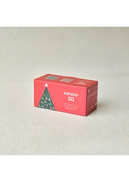 New Year Yılbaşı Kırmızı ve Yeşil Çizgili 2'li Kupa Seti 330 ml modelleri