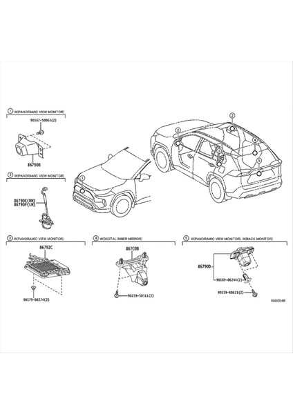 867B0-42040 Toyota Rav 4 XA50 2019-2021 867B0-0R020 867B042040 867B00R020 (Yurt Dışından) indirimleri