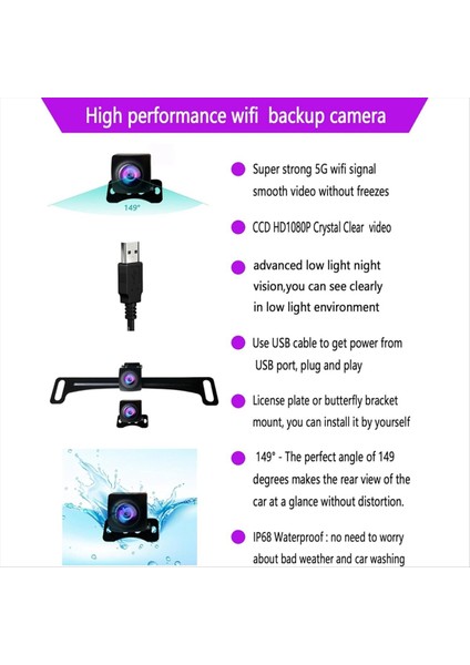 HD1080P Kablosuz Ters Kamera Arabalar Için Suv Pikapları ve Sedanlar Arka Görünüm ve Gece Görüşü 2&#39 Si 1 Arada Kamera (Yurt Dışından) fiyatları