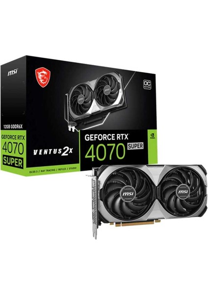 Msı RTX4070 Super Ventus 2x Oc Nvidia GDDR6X 192BIT Hdmi.display Çift Fan 12GB Ekran Kartı