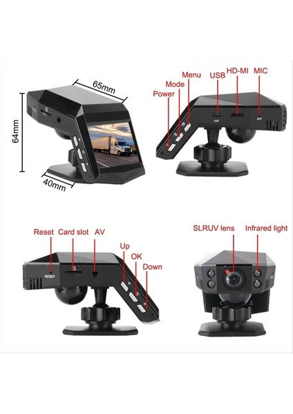 Araba Dash Video Recorder Arka Görüntüle Monitör Dashcam 2 Inç Ekran 1080P Geniş Açı (A) (Yurt Dışından) fiyatları