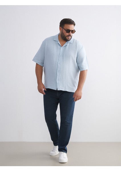 Yeni Sezon Büyük Beden Resort Yaka Kısa Kollu Müslin Erkek Gömlek fiyatları