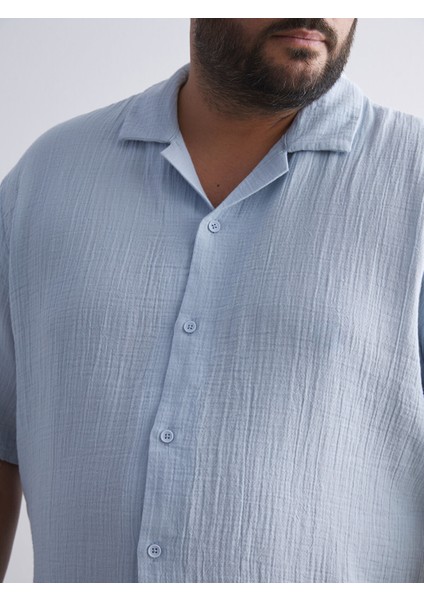 Yeni Sezon Büyük Beden Resort Yaka Kısa Kollu Müslin Erkek Gömlek modelleri