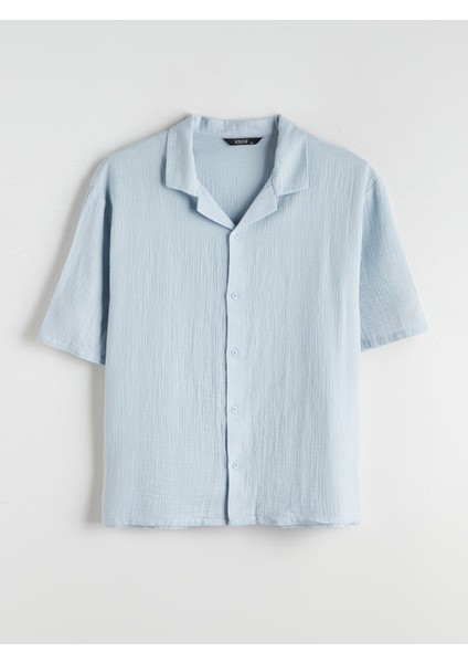 Yeni Sezon Büyük Beden Resort Yaka Kısa Kollu Müslin Erkek Gömlek indirimleri