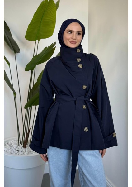 Marivelle Dik Yaka Trençkot Lacivert fiyatları