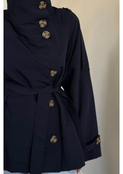 Marivelle Dik Yaka Trençkot Lacivert fırsatları