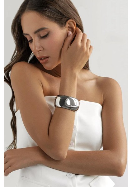 Düz ve Kalın Metal Gümüş Rengi Cuff Bileklik fiyatları