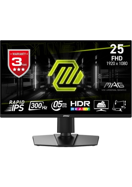 Msı 24.5" Mag 255PXF 1920X1080 (Fhd) 16:9 Flat Rapıd IPS 300HZ 0.5ms (Gtg) Freesync Premıum Pıvot Gamıng Monıtor