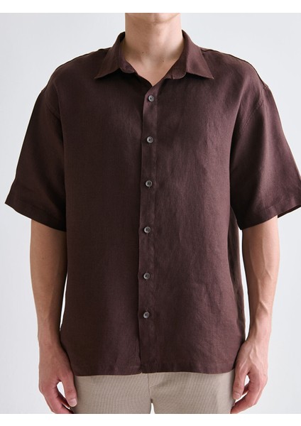 Yeni Sezon Regular Fit Kısa Kollu %100 Keten Erkek Gömlek modelleri