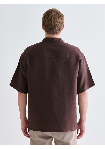 Yeni Sezon Regular Fit Kısa Kollu %100 Keten Erkek Gömlek fırsatları