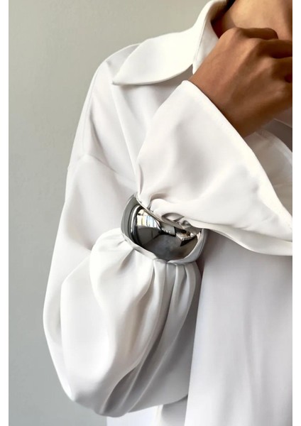 Düz ve Kalın Metal Gümüş Rengi Cuff Bileklik indirimleri