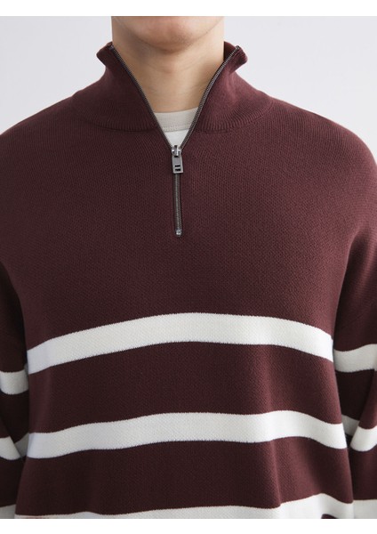 Yeni Sezon Dik Yaka Uzun Kollu Çizgili Erkek Triko Kazak modelleri