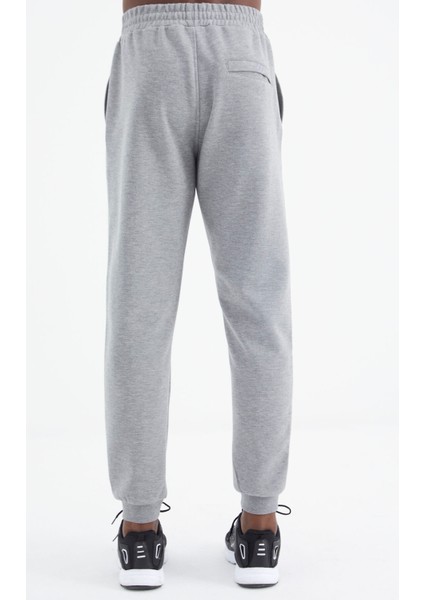 Gri Melanj Bağcıklı Ön Dikiş Detaylı Standart Kalıp Erkek Eşofman Alt - 84994