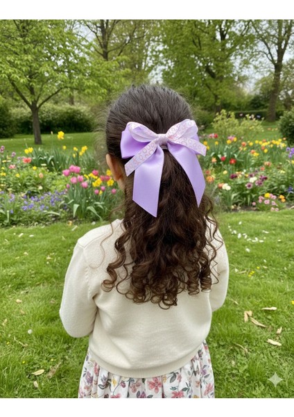 Kurdele Model Çocuk ve Yetişkinler Için Lila ve Pudra Renk El Yapımı Iki Adet Toka