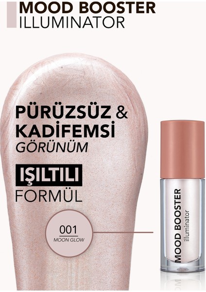 Mood Booster Hafif Yapılı & Kremsi Dokulu Likit Highlighter (001 Moon Glow) indirimleri