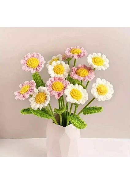 12PCS El Yapımı Daisy Tığ Işi Iplik Kanca Örme Örme Buket Doğum Günü Hediyesi Ev Dekorasyonları Parti Düğün Dekor (Yurt Dışından) fırsatları