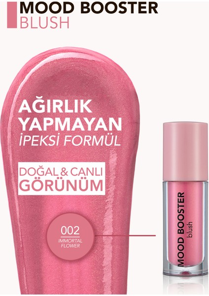 Mood Booster Doğal Görünüm Veren Yoğun Pigmentli Likit Allık (002 Immortal Flower) 8682536043717 fırsatları