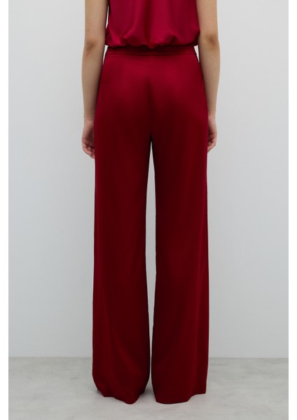 Düz Paça Saten Pantolon Bordo K2512057_008 indirimleri