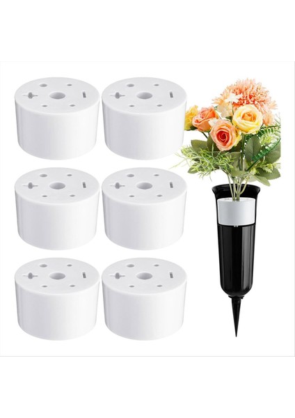 6 Pcs Mezarlığı Mezar Vazo Ekler Plastik Mezarlık Çiçekleri 7 Delik Silindirik Yeniden Kullanılabilir Mezarlık (Yurt Dışından) fiyatları